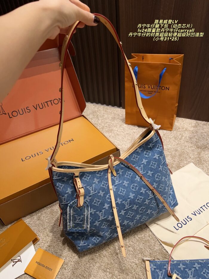 Louis Vuitton Lv24 Limited Edition Denim Carryall Shoulder Bag Dynamic Chip Vegetable-Tanned Leather Rivets Colour-Changing Leather Lightweight And Highly Versatile - Image 2