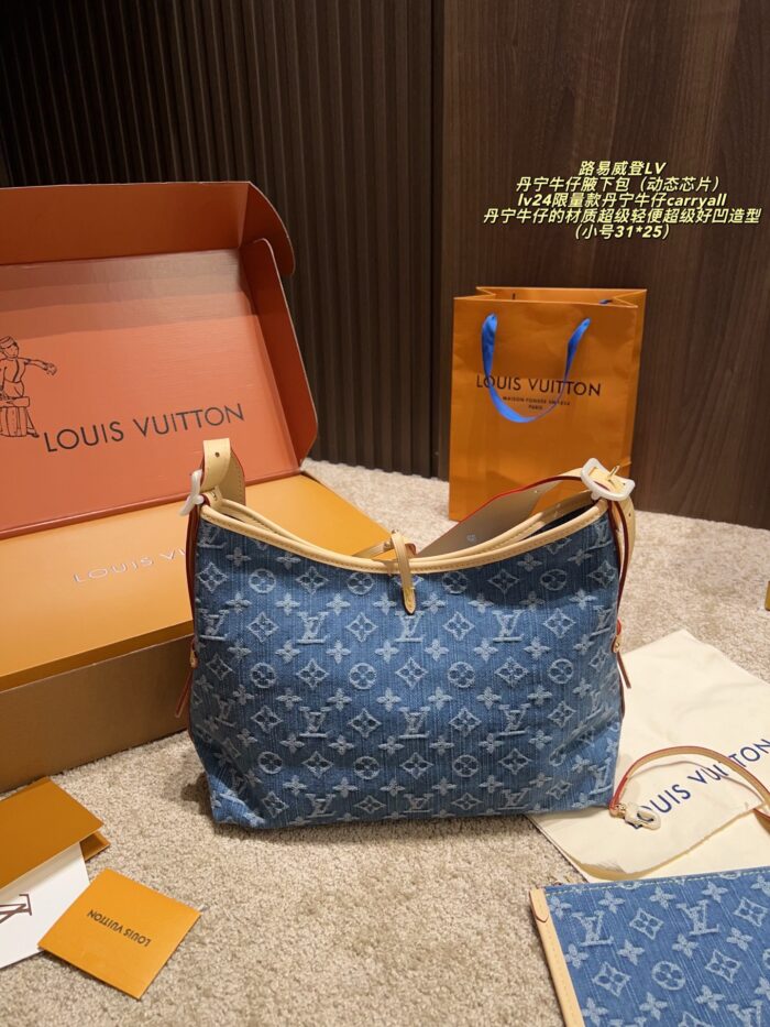 Louis Vuitton Lv24 Limited Edition Denim Carryall Shoulder Bag Dynamic Chip Vegetable-Tanned Leather Rivets Colour-Changing Leather Lightweight And Highly Versatile - Image 3