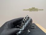 Chanel 23K Leather Chain-Handle Accordion Woc Black & Silver Hardware With Crystal-Studded Handle - Image 5