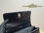 Chanel 23K Leather Chain-Handle Accordion Woc Black & Silver Hardware With Crystal-Studded Handle - Image 8