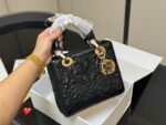 Dior Lady Dior Embroidered Lambskin Calfskin Handbag With Latest Shoulder Strap - Image 5