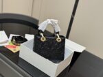 Dior Lady Dior Embroidered Lambskin Calfskin Handbag With Latest Shoulder Strap - Image 8