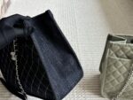 Chanel Denim Tote Shopping Bag Diamond Quilting With Silver Chain Logo Generous Capacity For Commuting And Travel - Image 3