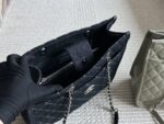 Chanel Denim Tote Shopping Bag Diamond Quilting With Silver Chain Logo Generous Capacity For Commuting And Travel - Image 7