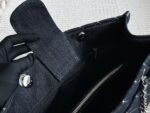Chanel Denim Tote Shopping Bag Diamond Quilting With Silver Chain Logo Generous Capacity For Commuting And Travel - Image 8