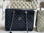 Chanel Denim Tote Shopping Bag Diamond Quilting With Silver Chain Logo Generous Capacity For Commuting And Travel - Image 10