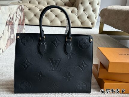 Louis Vuitton Onthego Embossed Cowhide Handbag With Box