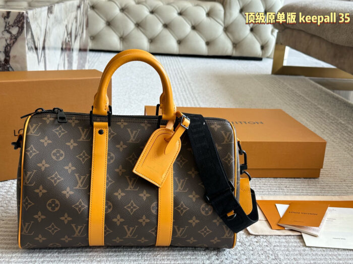 Louis Vuitton Keepall 35 Monogram Calfskin Luggage Tag Wide Strap Bag - Image 1