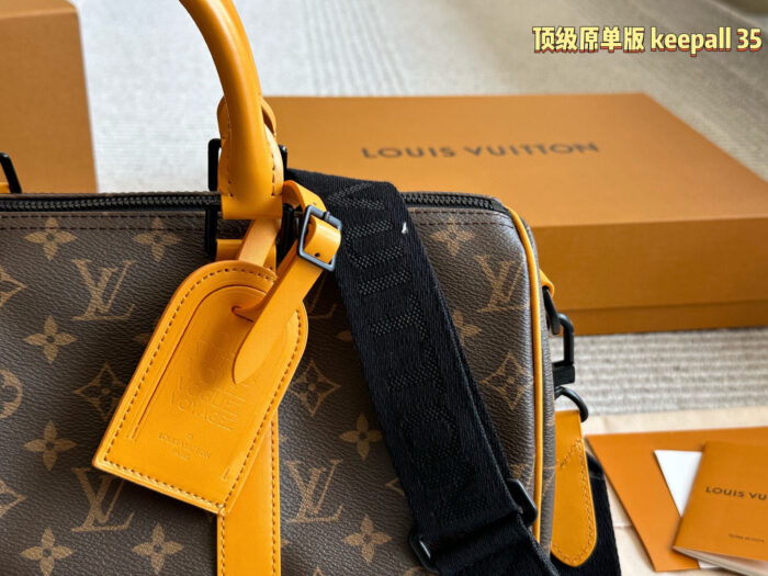 Louis Vuitton Keepall 35 Monogram Calfskin Luggage Tag Wide Strap Bag - Image 2