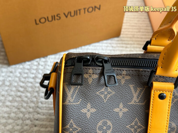 Louis Vuitton Keepall 35 Monogram Calfskin Luggage Tag Wide Strap Bag - Image 5