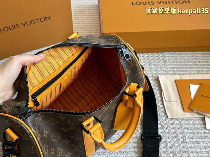 Louis Vuitton Keepall 35 Monogram Calfskin Luggage Tag Wide Strap Bag - Image 9