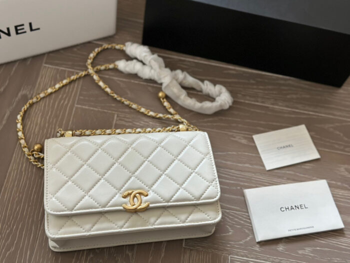 Chanel Double Ball Woc Diamond Quilting Double Chain Adjustable Crossbody Handbag - Image 1