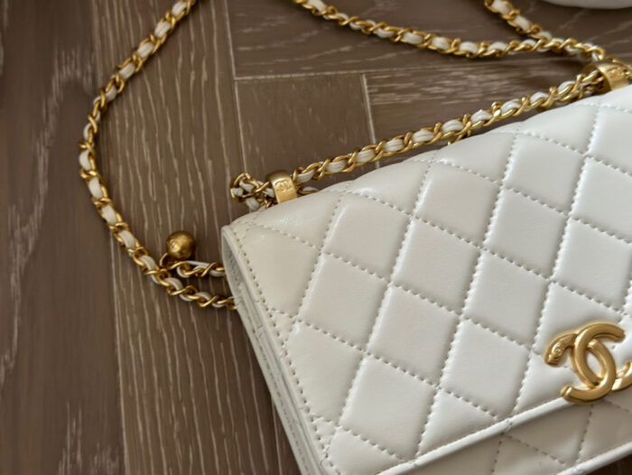 Chanel Double Ball Woc Diamond Quilting Double Chain Adjustable Crossbody Handbag - Image 3