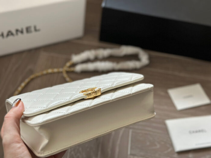 Chanel Double Ball Woc Diamond Quilting Double Chain Adjustable Crossbody Handbag - Image 4