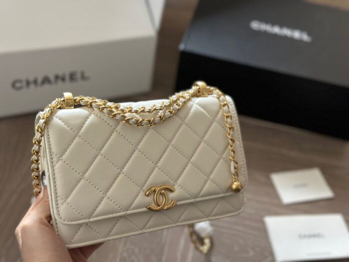 Chanel Double Ball Woc Diamond Quilting Double Chain Adjustable Crossbody Handbag - Image 5
