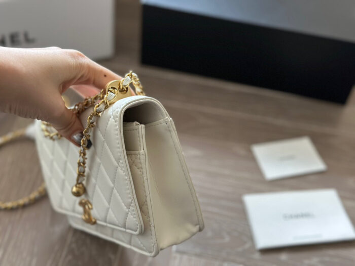 Chanel Double Ball Woc Diamond Quilting Double Chain Adjustable Crossbody Handbag - Image 7