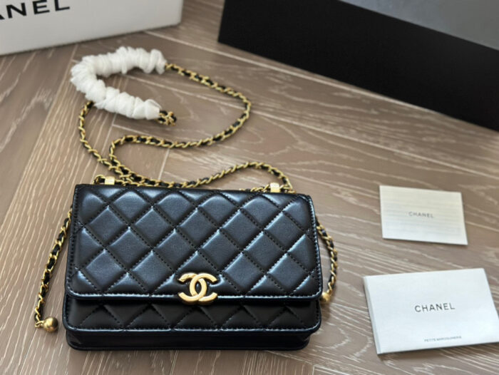 Chanel Double Ball Woc Diamond Quilting Double Chain Adjustable Crossbody Bag - Image 1