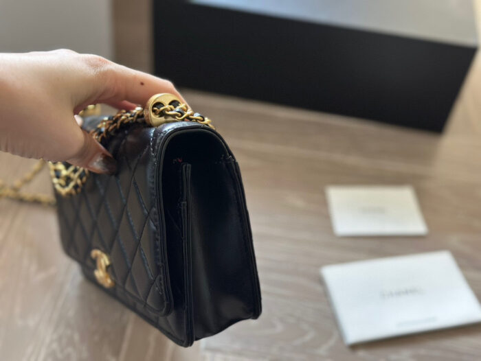 Chanel Double Ball Woc Diamond Quilting Double Chain Adjustable Crossbody Bag - Image 4