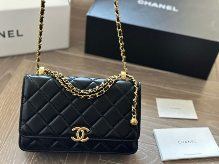 Chanel Double Ball Woc Diamond Quilting Double Chain Adjustable Crossbody Bag - Image 6