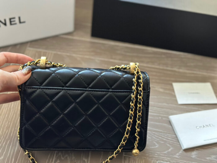 Chanel Double Ball Woc Diamond Quilting Double Chain Adjustable Crossbody Bag - Image 7