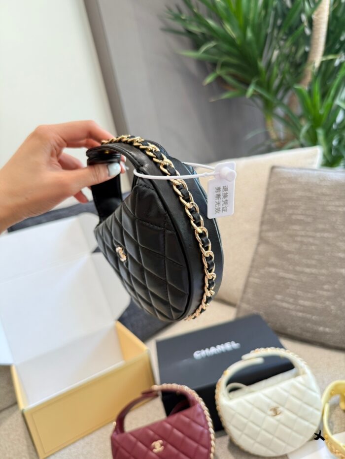 Chanel 23C Hoop Black Gold Handbag With Diy Chain Shoulder Strap - Image 2