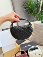 Chanel 23C Hoop Black Gold Handbag With Diy Chain Shoulder Strap - Image 3