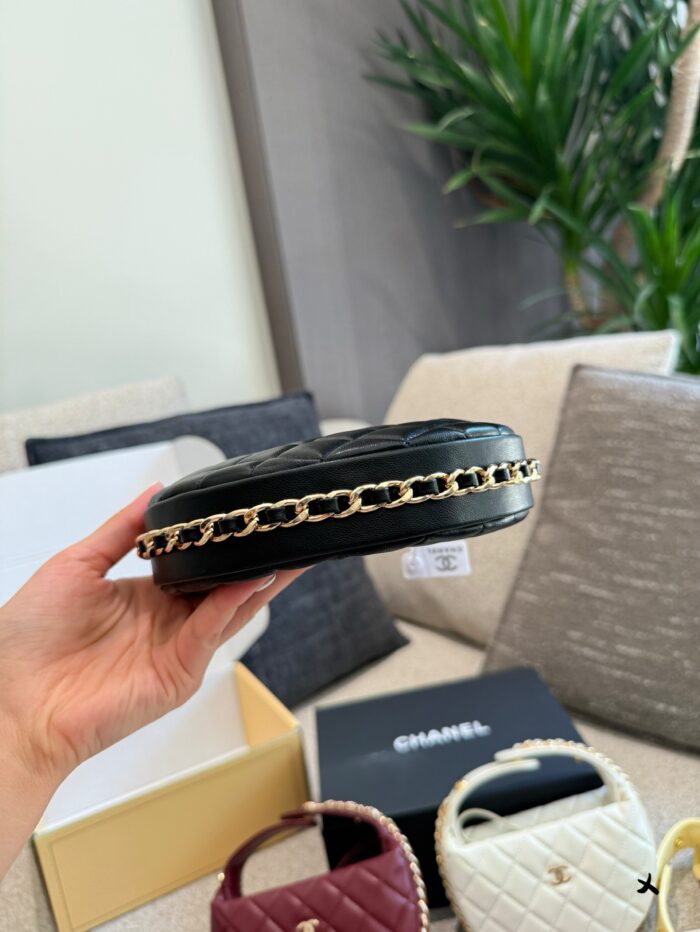 Chanel 23C Hoop Black Gold Handbag With Diy Chain Shoulder Strap - Image 4