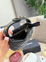 Chanel 23C Hoop Black Gold Handbag With Diy Chain Shoulder Strap - Image 7
