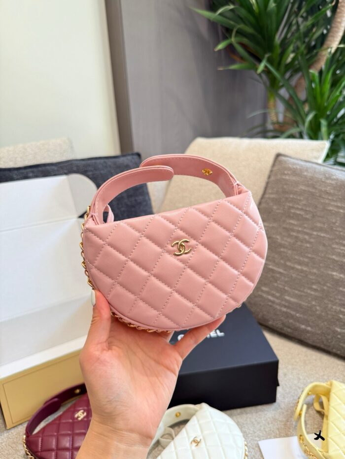 Chanel 23C Hoop Black Gold Handbag With Diy Chain Shoulder Strap - Image 12