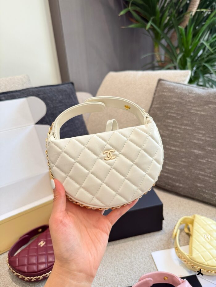 Chanel 23C Hoop Black Gold Handbag With Diy Chain Shoulder Strap - Image 13