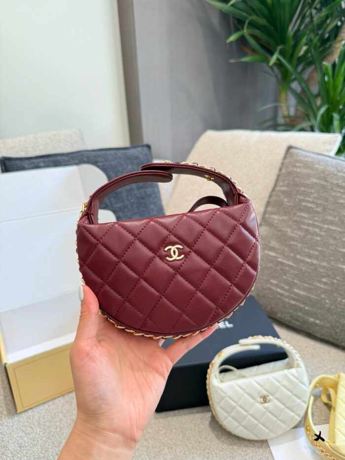 Chanel 23C Hoop Black Gold Handbag With Diy Chain Shoulder Strap - Image 14