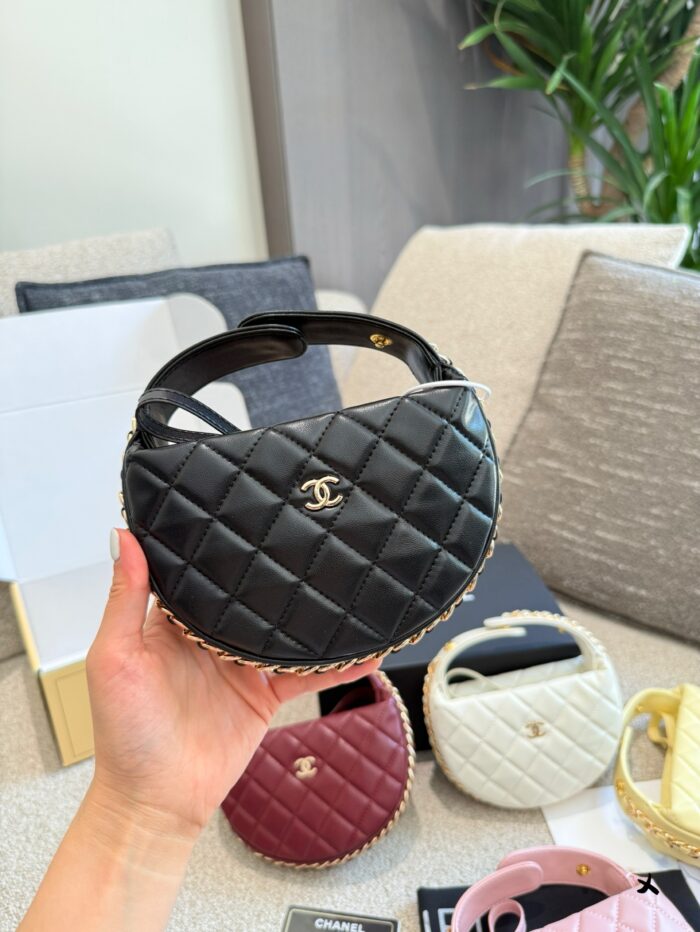 Chanel 23C Hoop Black Gold Handbag With Diy Chain Shoulder Strap - Image 15