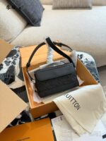 Louis Vuitton Steamer East West Classic Monogram Magnetic Clasp Taurillon Calfskin Embossed Mini Crossbody Tote Unisex Style