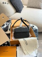 Louis Vuitton Steamer East West Classic Monogram Magnetic Clasp Taurillon Calfskin Embossed Mini Crossbody Tote Unisex Style - Image 3