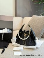 Chanel 25Ss 25Bag Medium Black Gold Grained Leather Bag With Added Mini Pocket And Leather Pad – Practical And Comfortable - Image 10