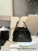 Chanel 25Ss 25Bag Medium Black Gold Grained Leather Bag With Added Mini Pocket And Leather Pad – Practical And Comfortable - Image 13