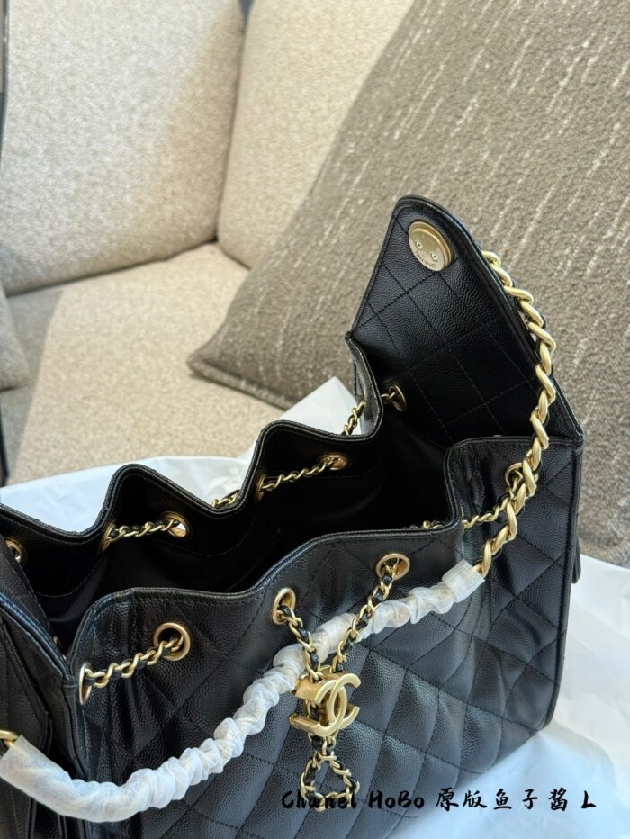 Chanel 25Ss 25Bag Medium Black Gold Grained Leather Bag With Added Mini Pocket And Leather Pad – Practical And Comfortable - Image 15
