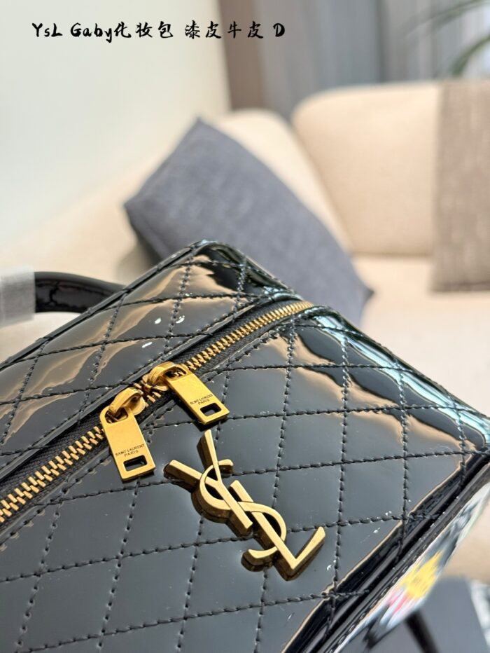 Yves Saint Laurent Gaby Mini Cosmetic Bag Cowhide Leather Quilted Adjustable Shoulder Strap Lightweight Yet Spacious - Image 3