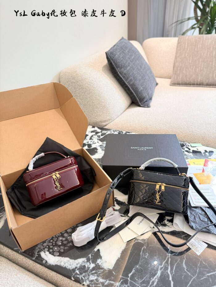 Yves Saint Laurent Gaby Mini Cosmetic Bag Cowhide Leather Quilted Adjustable Shoulder Strap Lightweight Yet Spacious - Image 6