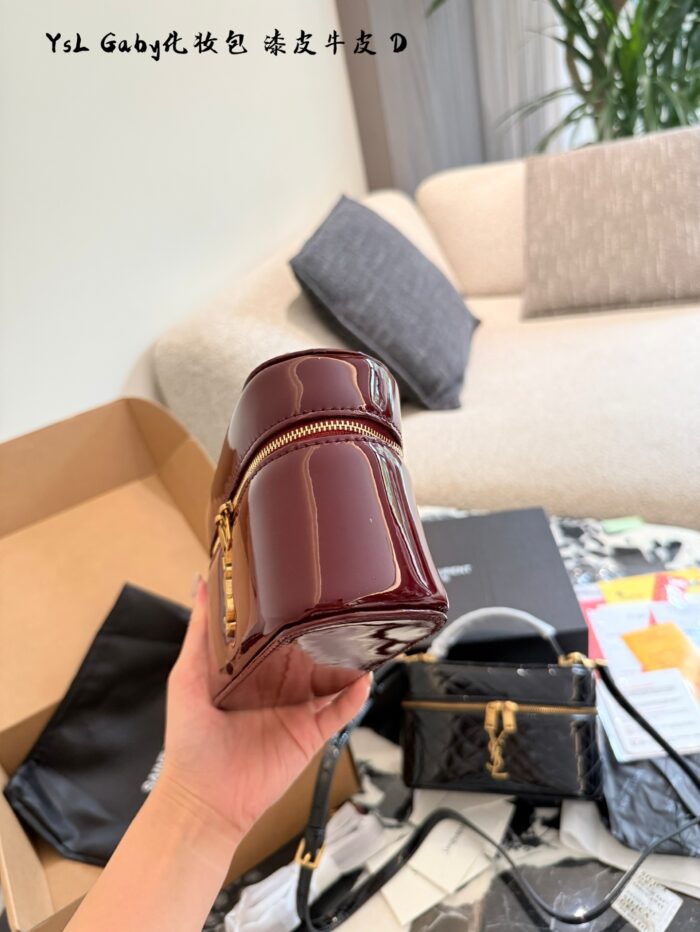 Yves Saint Laurent Gaby Mini Cosmetic Bag Cowhide Leather Quilted Adjustable Shoulder Strap Lightweight Yet Spacious - Image 7