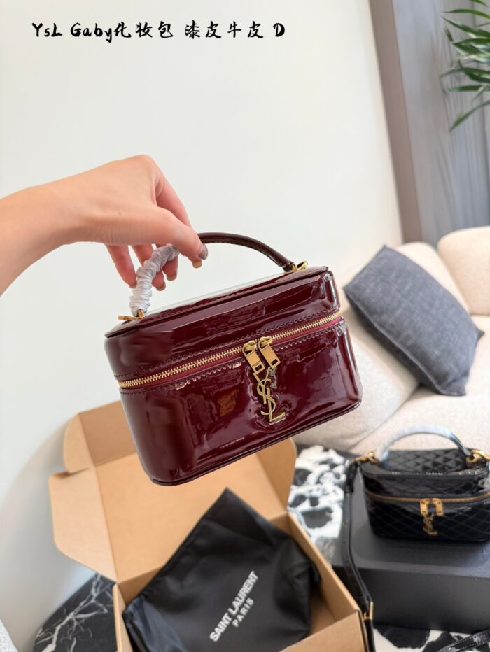 Yves Saint Laurent Gaby Mini Cosmetic Bag Cowhide Leather Quilted Adjustable Shoulder Strap Lightweight Yet Spacious - Image 9