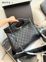 Chanel 31 Mini Bag - Black Gold Quilted Calfskin Chain Bag - Can Be Worn Over The Shoulder, Crossbody Or Carried By Hand - Image 2