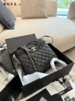 Chanel 31 Mini Bag - Black Gold Quilted Calfskin Chain Bag - Can Be Worn Over The Shoulder, Crossbody Or Carried By Hand - Image 3