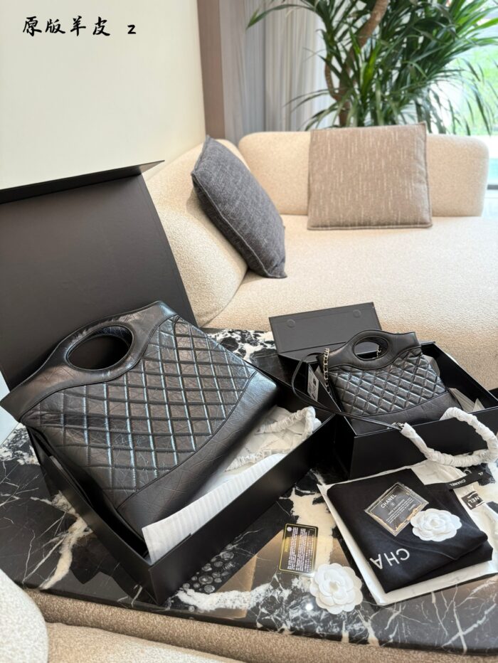 Chanel 31 Mini Bag - Black Gold Quilted Calfskin Chain Bag - Can Be Worn Over The Shoulder, Crossbody Or Carried By Hand - Image 7