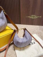 Fendi Graphy Denim Crescent Bag Half-Moon Silhouette, Compact Yet Spacious Carry By Hand, Crossbody Or Over The Shoulder - Image 3