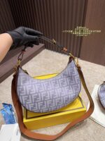 Fendi Graphy Denim Crescent Bag Half-Moon Silhouette, Compact Yet Spacious Carry By Hand, Crossbody Or Over The Shoulder - Image 4