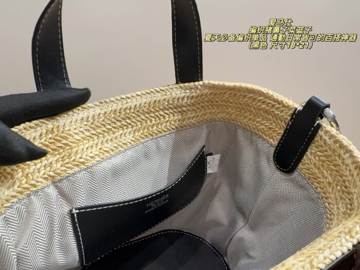Hermès Woven Pig Nose Shopping Basket Minimalist, Fashionable, Versatile Commuter Tote - Image 5