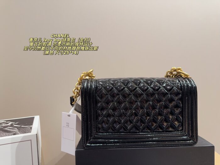Chanel Le Boy Bag: Glossy Chain Handbag With Diamond Quilting, Vintage Metal Buckle And Distressed Chain - Image 3