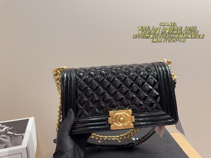 Chanel Le Boy Bag: Glossy Chain Handbag With Diamond Quilting, Vintage Metal Buckle And Distressed Chain - Image 4
