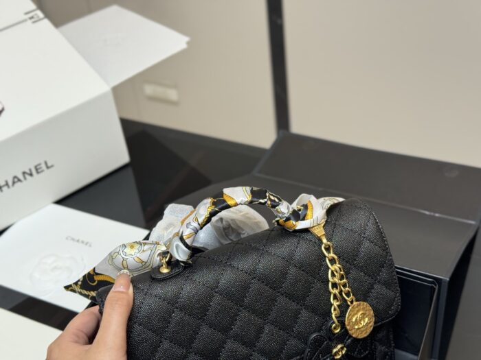 Chanel 25A Atelier Handcrafted Super Cute Backpack Lychee Leather Handle With Chain Strap Can Be Carried By Hand Or Worn Crossbody - Image 3